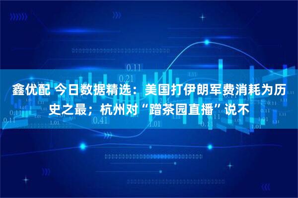 鑫优配 今日数据精选:美国打伊朗军费消耗为历史之最;杭州对“蹭茶园直播”说不